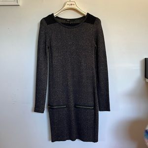 Maje navy gold metallic dress. French sz 1